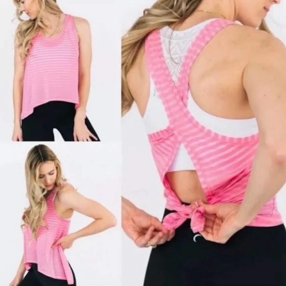 ZYIA Pink Nimbus Split Back Tank Top Sz Small Activewear Yoga